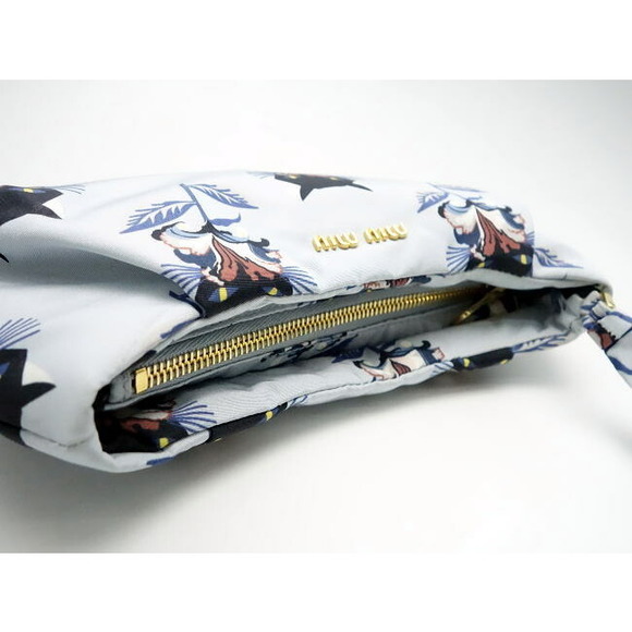 Miu Miu Pouch Cat Pattern Light Blue Multi - Picture 6 of 7